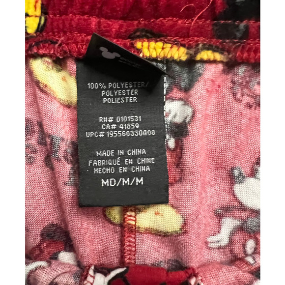 Disney Pajama Lounge Pants Size M Red Micky Minnie Mouse Print - Picture 4 of 6